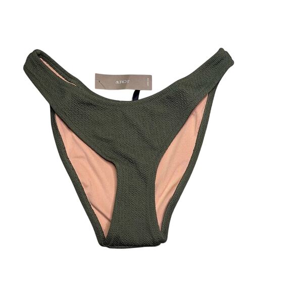 J. Crew Green Jacquard Cheeky Bikini Bottom NWT Small High Cut Midrise Preppy - Picture 1 of 9